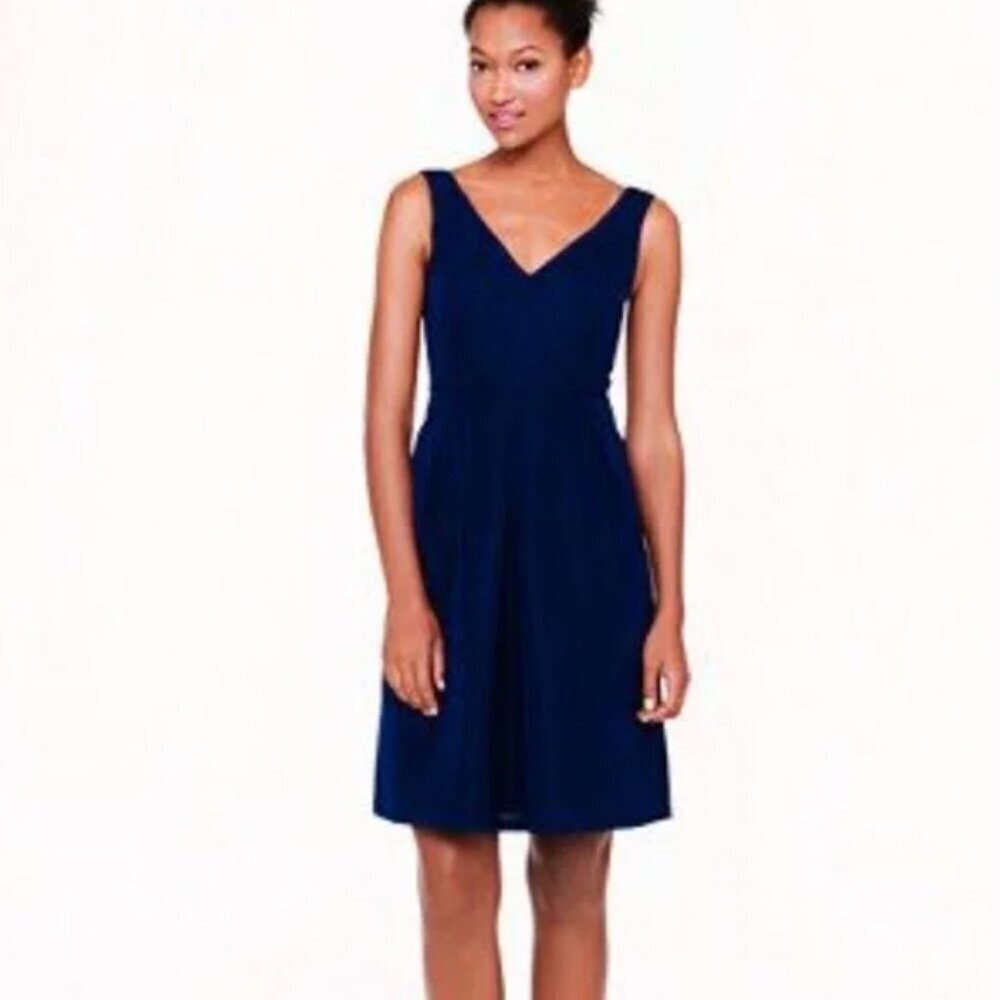 J. Crew Vintage Navy Double V 100% Cotton Dress